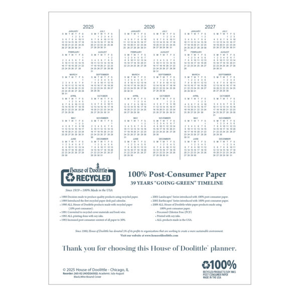 Monthly Calendar Academic Planner Book, 14 Months (Jul-Aug), 8.5" x 11"