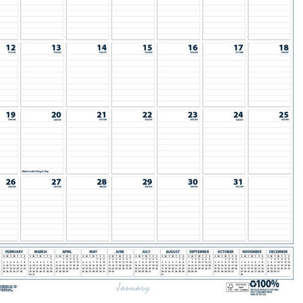 Recycled Monthly Wall Calendar Bar Harbor, 12" x 17"