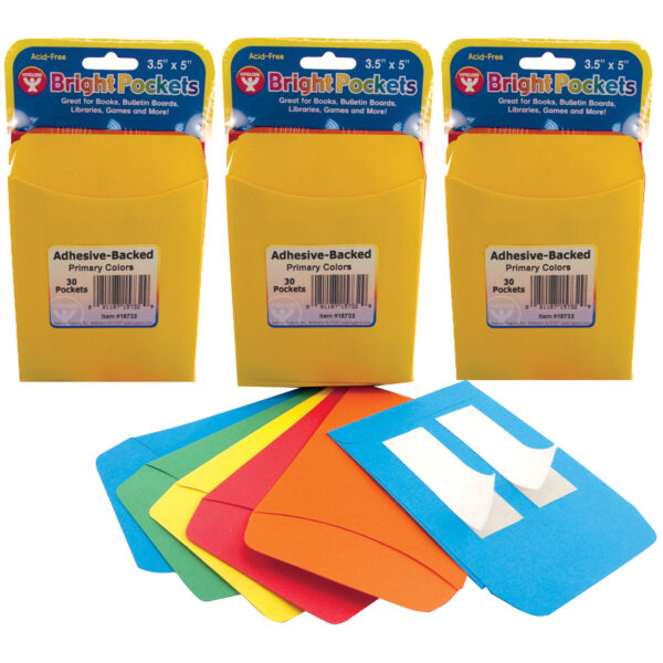 ERSHYG15732-3.jpg Self Adhesive Library Pockets, 3.5" x 4.875", 30 Per Pack, 3 Packs