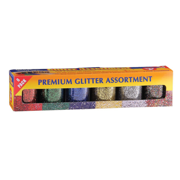 Premium Glitter Assortment, 6 Colors Per Pack, 3 Packs