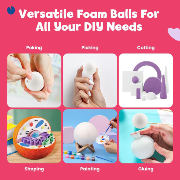 Craft Foam Balls, 3 Inch, White, Pack of 50