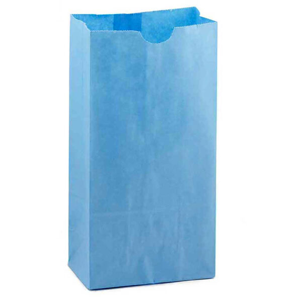 Gusseted Paper Bags, #6 (6" x 3.5" x 11"), Blue, Pack of 50