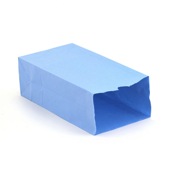 Gusseted Paper Bags, #6 (6" x 3.5" x 11"), Blue, Pack of 50