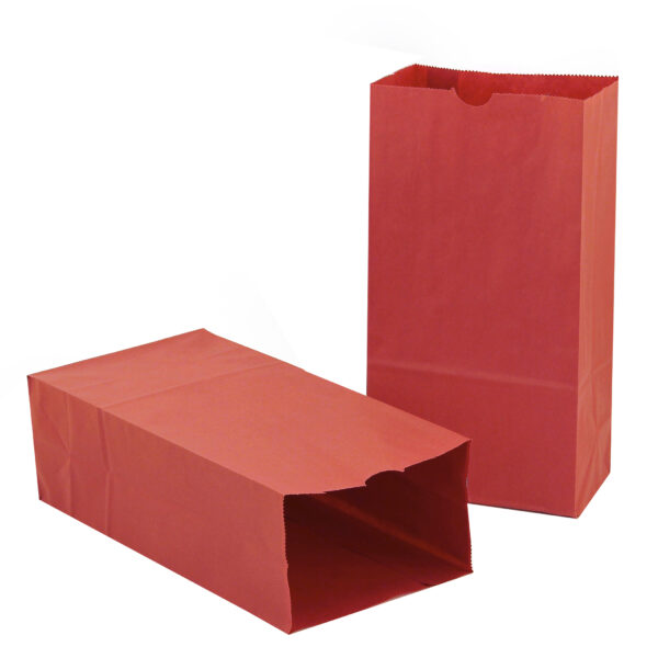 Gusseted Paper Bags, Size #6, Red, 50 Per Pack, 2 Packs