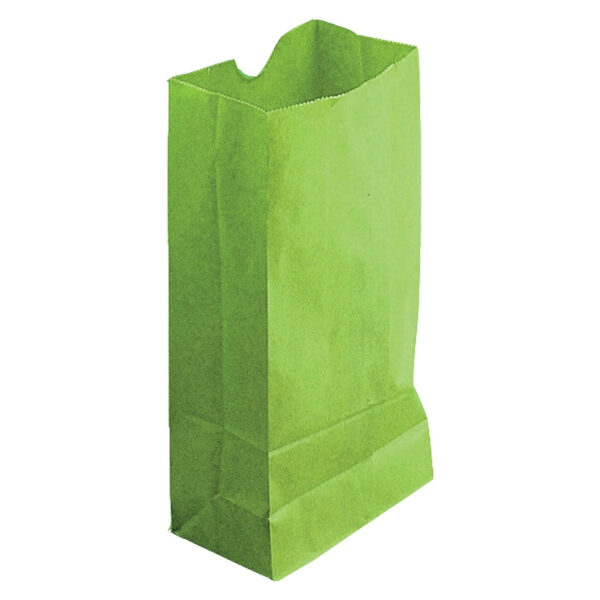 Gusseted Paper Bags, #6 (6" x 3.5" x 11"), Lime Green, Pack of 50