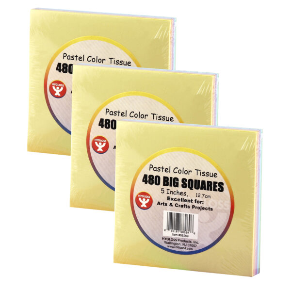 ERSHYG88269-3.jpg 5" Tissue Squares, Pastel Colors, 480 Per Pack, 3 Packs