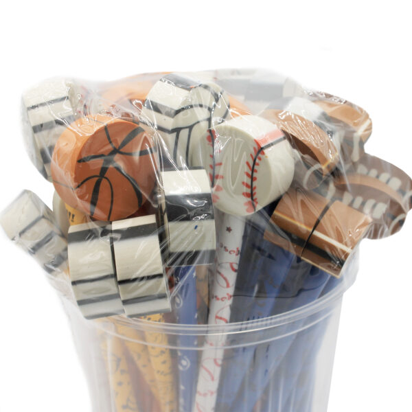 Pencil & Eraser Topper Write-Ons, Sports, Pack of 36