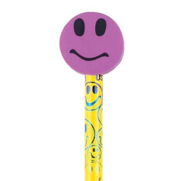 Pencil & Eraser Topper Write-Ons, Smiley Face, Pack of 36
