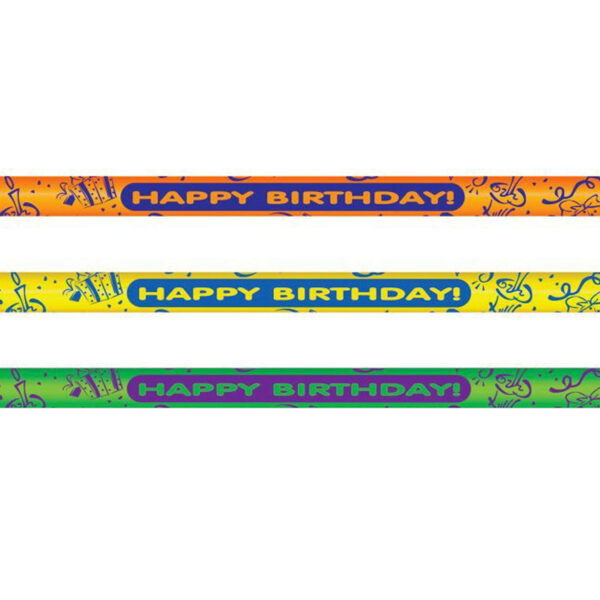 Pencils Neon Happy Birthday, 12 Per Pack, 12 Packs