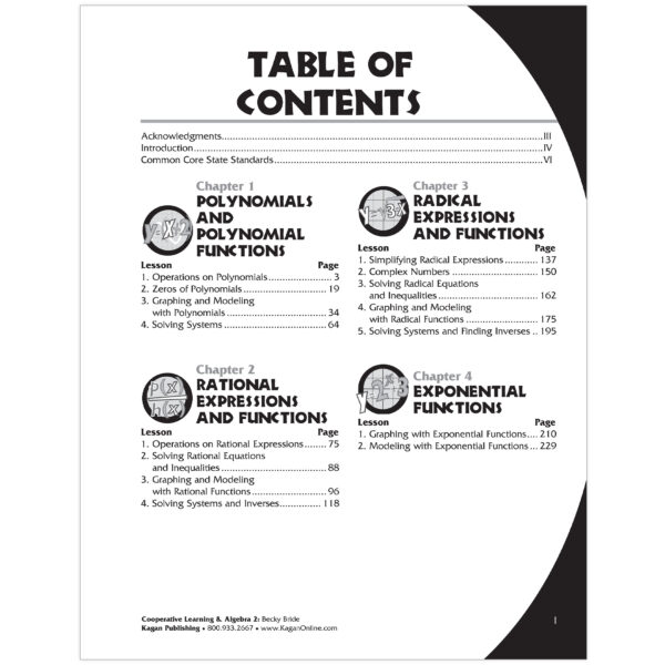 Cooperative Learning & Algebra 2 Secondary Activities Book, Grade 9-12