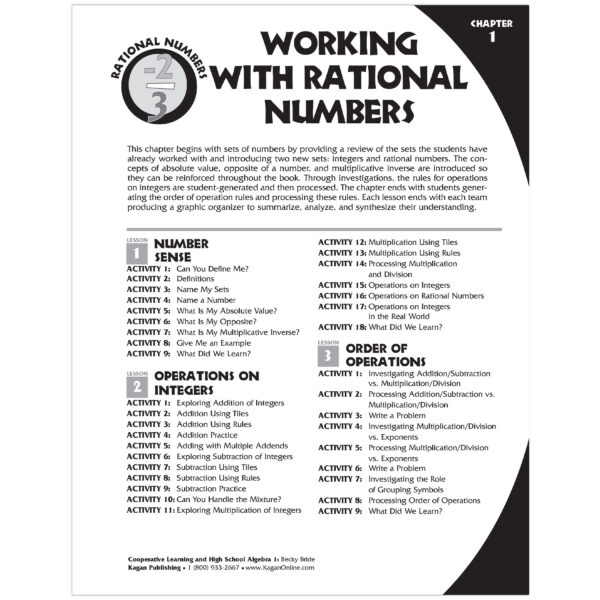 Cooperative Learning & Algebra Book, Grade 7-12