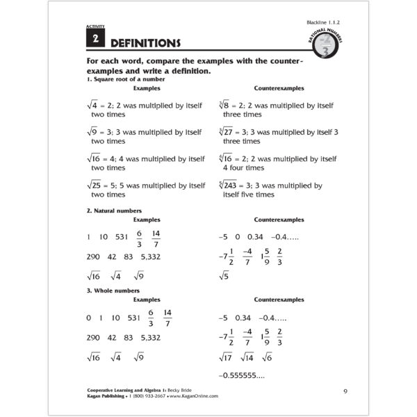 Cooperative Learning & Algebra Book, Grade 7-12