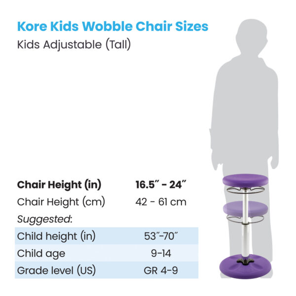 Kids Adjustable Tall Wobble Chair 16.5-24", Purple