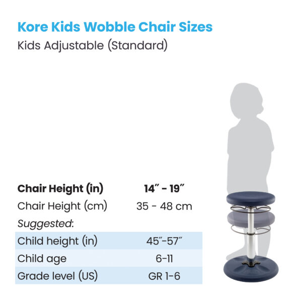 Kids Adjustable Standard Wobble Chair 14-19", Dark Blue