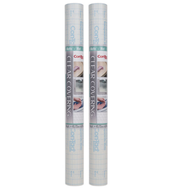 ERSKIT16FC9AC1206-2.jpg Clear Cover Adhesive Covering, Clear, 18" x 16 ft, Matte, Pack of 2