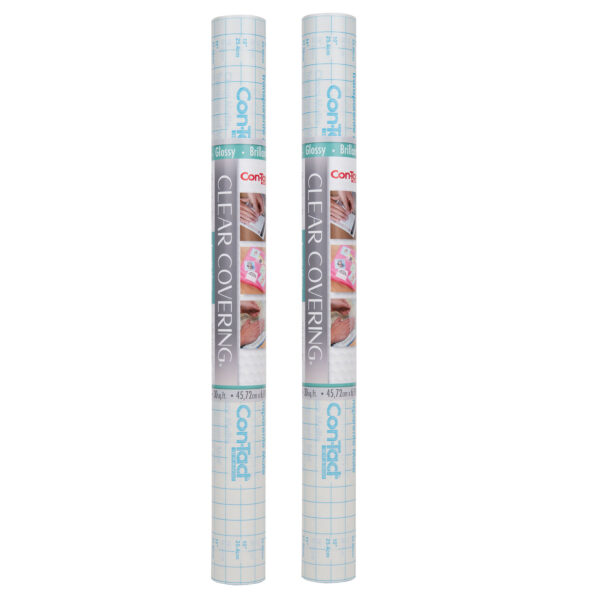 ERSKIT16FC9AD7206-2.jpg Clear Cover Adhesive Covering, Clear, 18" x 16 ft, Glossy, Pack of 2