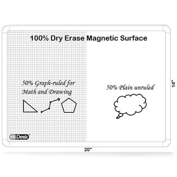 EzDesk Magnetic Dry Erase Lap Desk with Graph Ruling, Adjustable Tablet Dock & Accessories, 20" x 14"
