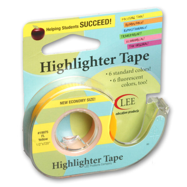 ERSLEE19975-6_2.jpg Removable Highlighter Tape, Fluorescent Yellow, Pack of 6