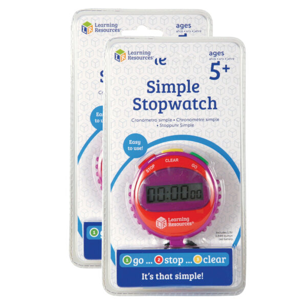 ERSLER0808-2.jpg Simple Stopwatch, Assorted Colors, Pack of 2