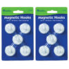 Magnetic Hooks, 1.25" Diameter, White, 5 Per Pack, 2 Packs