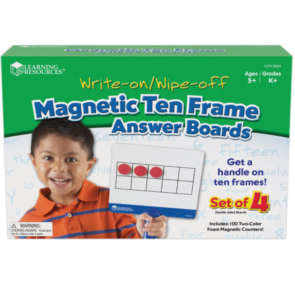 6645 Mag Ten Frm BOX.ai Magnetic Ten Frame Answer Write & Wipe Board Set, 4 Per Pack