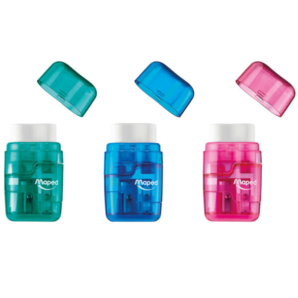 Connect DUO 2 Hole Sharpener - Eraser Combo, Assorted Colors, Pack of 12