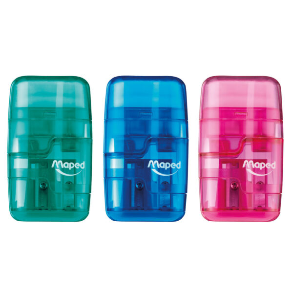 Connect DUO 2 Hole Sharpener - Eraser Combo, Assorted Colors, Pack of 12