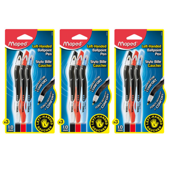 Visio Pen Ball-Point For Lefties, 3 Per Pack, 3 Packs
