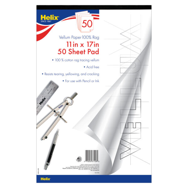 IM3710600 Vellum Paper Pad, 100% Rag, 11" x 17", 50 Sheets