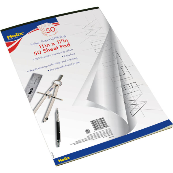 37102 IM93710200 Vellum Paper Pad, 100% Rag, 11" x 17", 50 Sheets