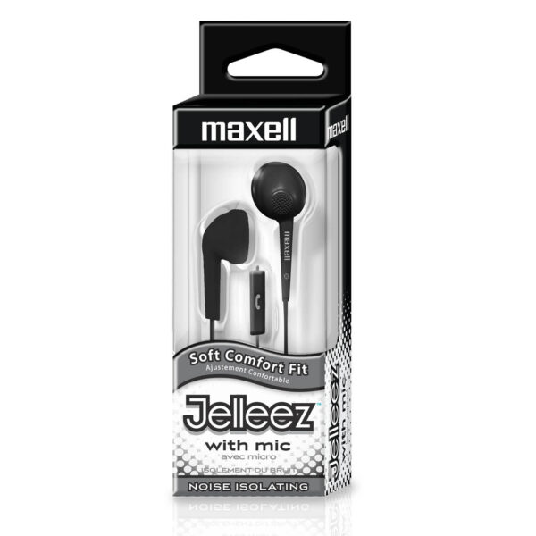 Jelleez Soft Earbuds with Mic, Black, Pack of 2