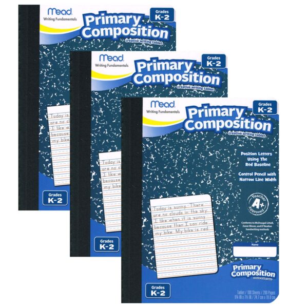 ERSMEA09902-3.jpg Primary Composition Book, Full Page Ruled, 100 Sheets Per Book, Pack of 3