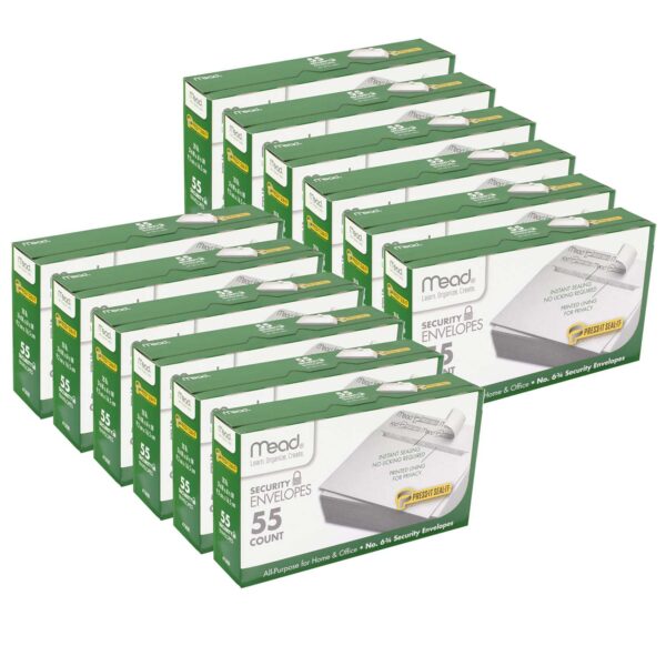 Press-It Seal-It Security Envelopes, # 6 3-4, 55 Per Box, 12 Boxes