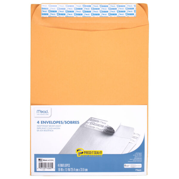 Press-It Seal-It Envelopes, 10" x 13", 4 Per Box, 12 Boxes