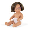 ERSMLE31110.jpg Baby Doll Caucasian Girl With Down Syndrome With Glasses 15'', Polybagged