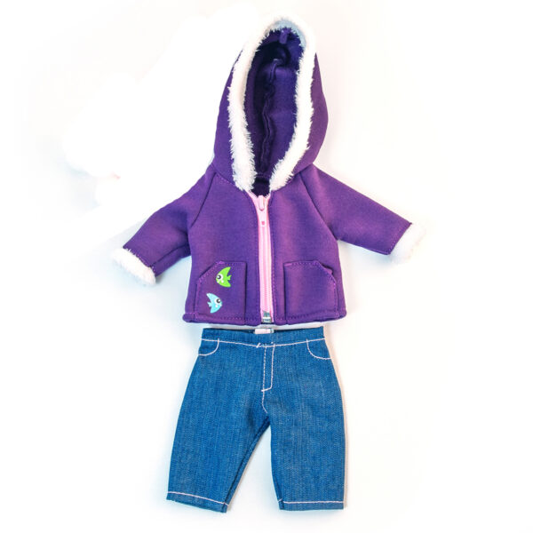Doll Clothes, Fits 12-5-8" Dolls, Cold Weather Purple Fleece Set