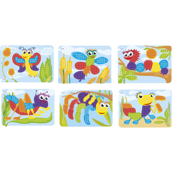 Pegs 3-8", 6 Pattern Cards, 180 Pegs