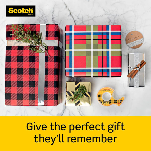 Double Sided Tape Dispenser Rolls, 1-2" x 250", 6 Rolls