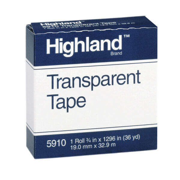 Transparent Tape, 3-4" x 1296", 1" Core, Clear, 12 Rolls