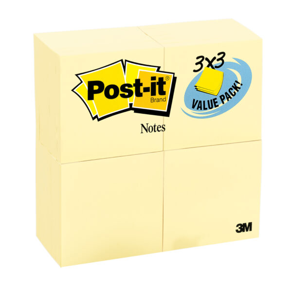 Notes Value Pack, 3" x 3", Canary Yellow, 24 Pads
