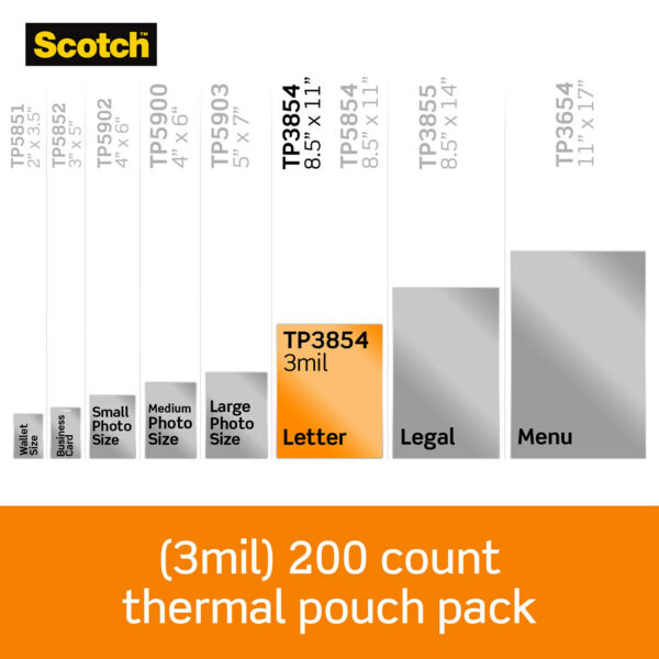 ERSMMMTP3854200_3.jpg Thermal Laminating Pouches, 3 mil Size, Pack of 200