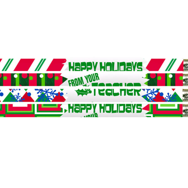Happy Holidays From Your Teacher Motivational Pencils, 12 Per Pack, 12 Packs