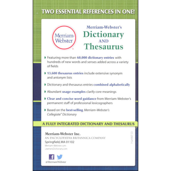 Merriam-Webster's Dictionary and Thesaurus, Mass-Market Paperback, 2020 Copyright, Pack of 3