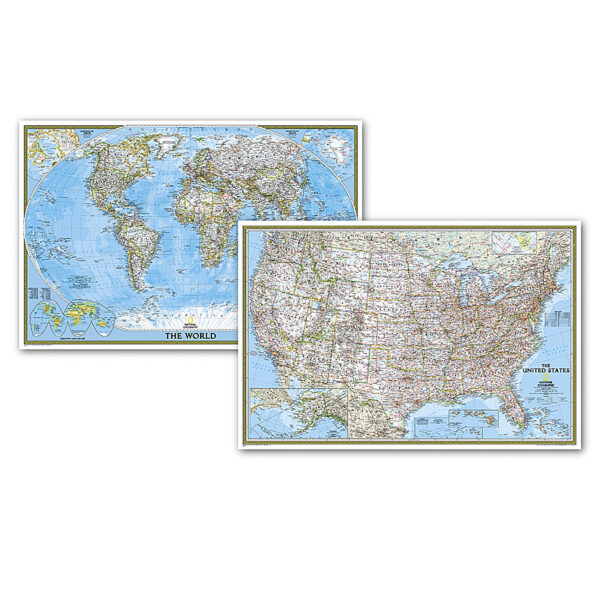 World_US Classic 2020_06_26 World and United States Classic, Poster Size, Map Pack Bundle, 36" x 24"