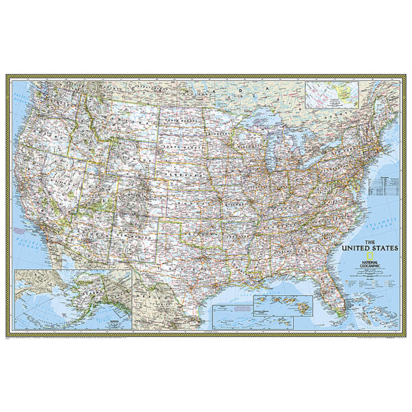 United States Classic Poster.indd World and United States Classic, Poster Size, Map Pack Bundle, 36" x 24"