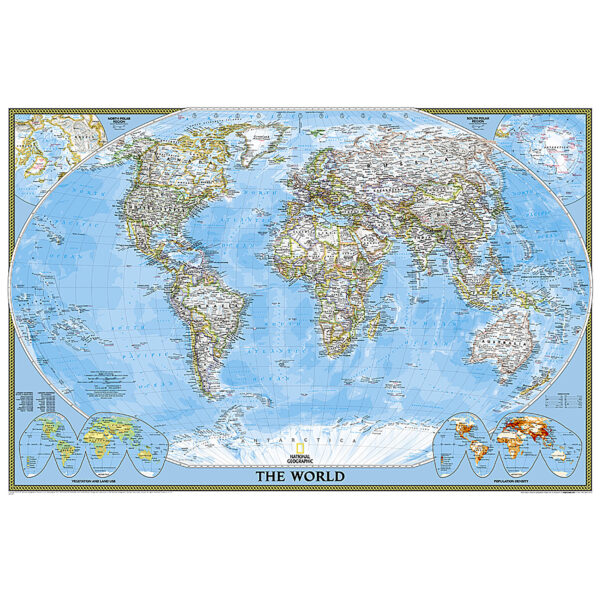 World Classic Poster.indd World and United States Classic, Poster Size, Map Pack Bundle, 36" x 24"