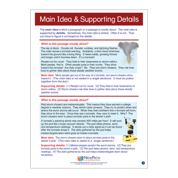 Main Idea and Supporting Details Learning Center, Grade 3-5