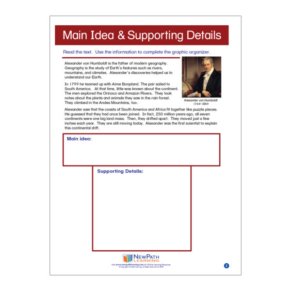 Main Idea and Supporting Details Learning Center, Grade 3-5