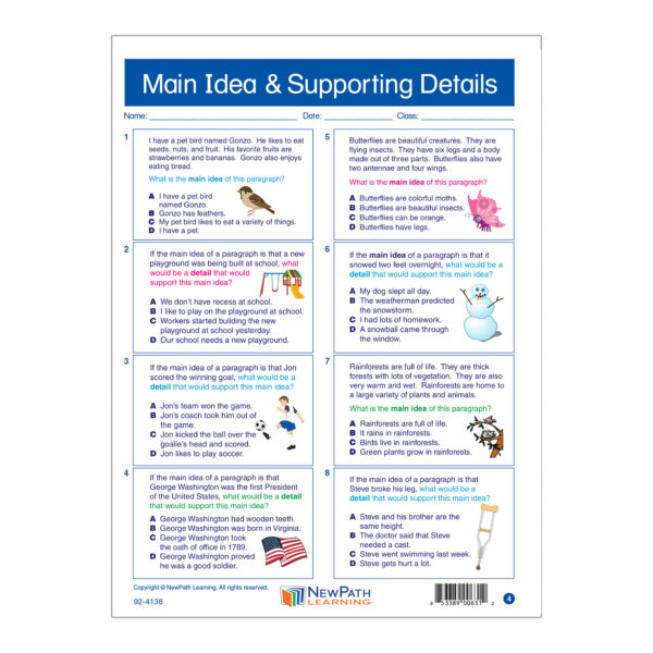 Main Idea and Supporting Details Learning Center, Grade 3-5