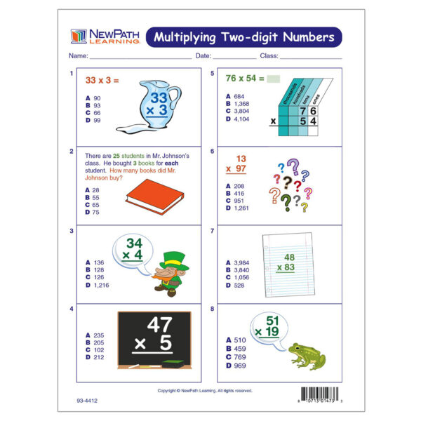 Multiplying Two-Digit Numbers Learning Center, Grade 3-5